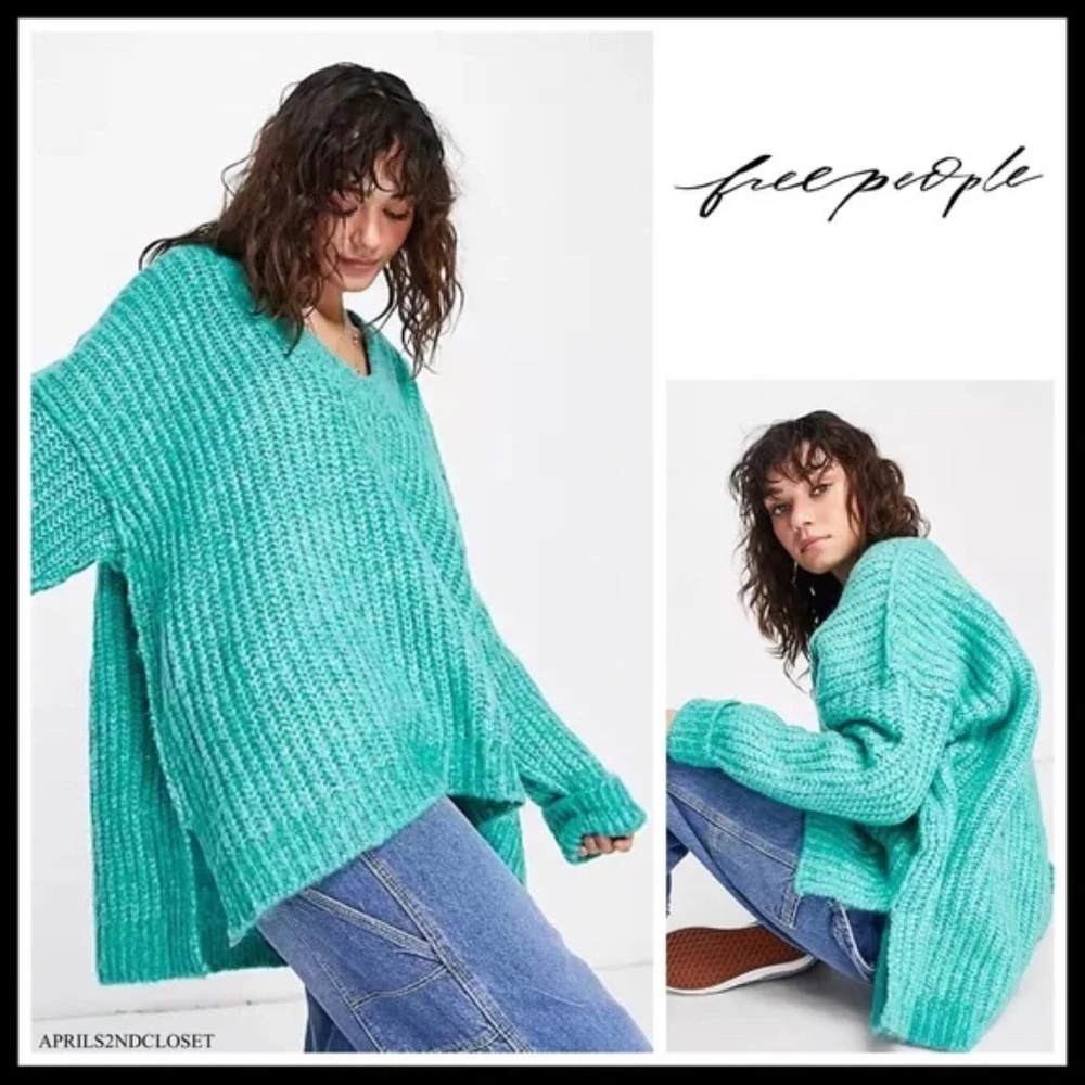 FREE PEOPLE BOHO PULLOVER SWEATER RETRO 90s VIBES CHUNKY KNIT COZY PULLOVER A3C - Picture 1 of 13
